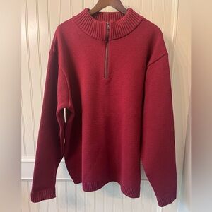 Filson Vintage 100% Wool 1/4 Zip Men’s Pullover Sweater Size XL Maroon